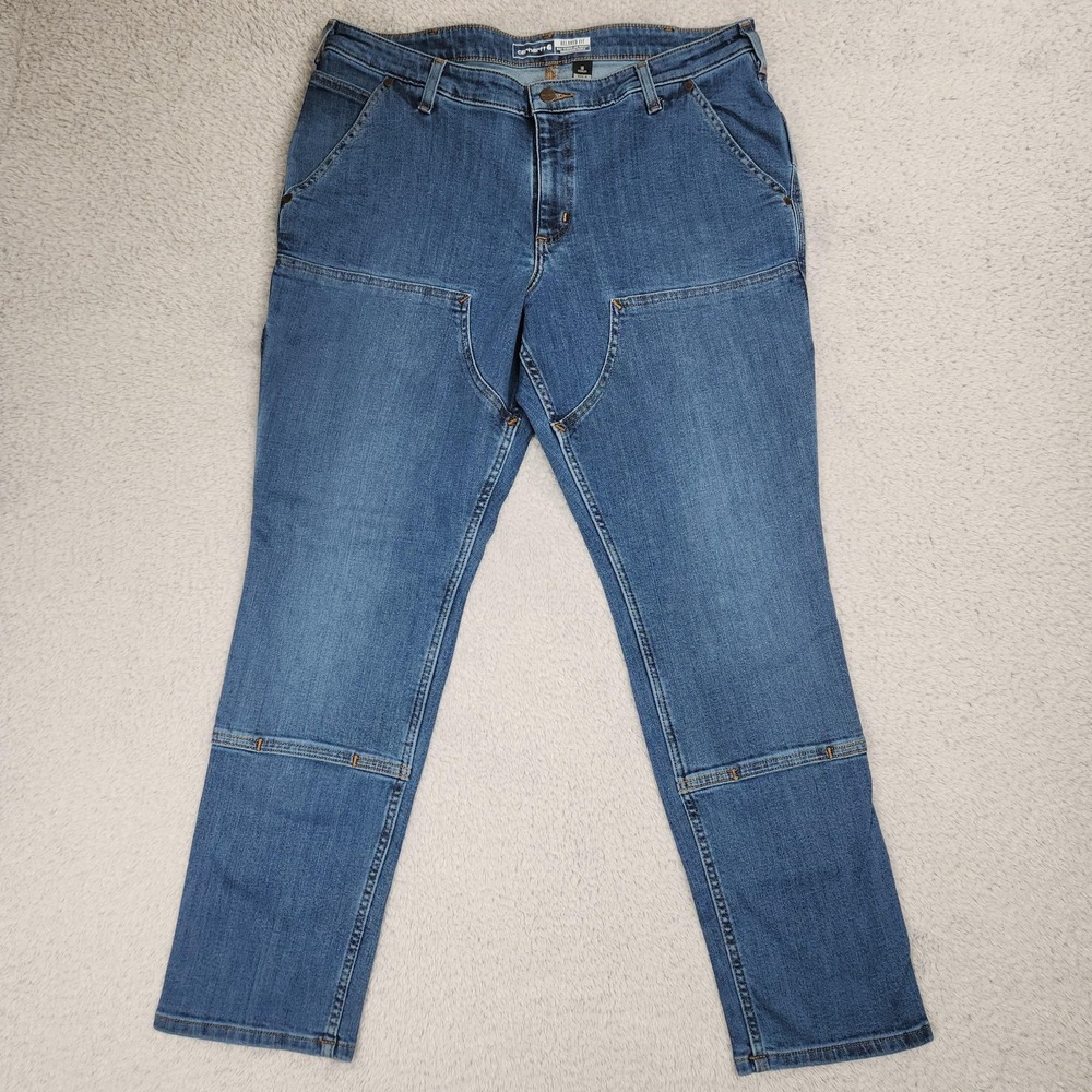 Carhartt Rugged Flex Jeans Womens 16 Relaxed Fit Double Front Straight Leg NEW